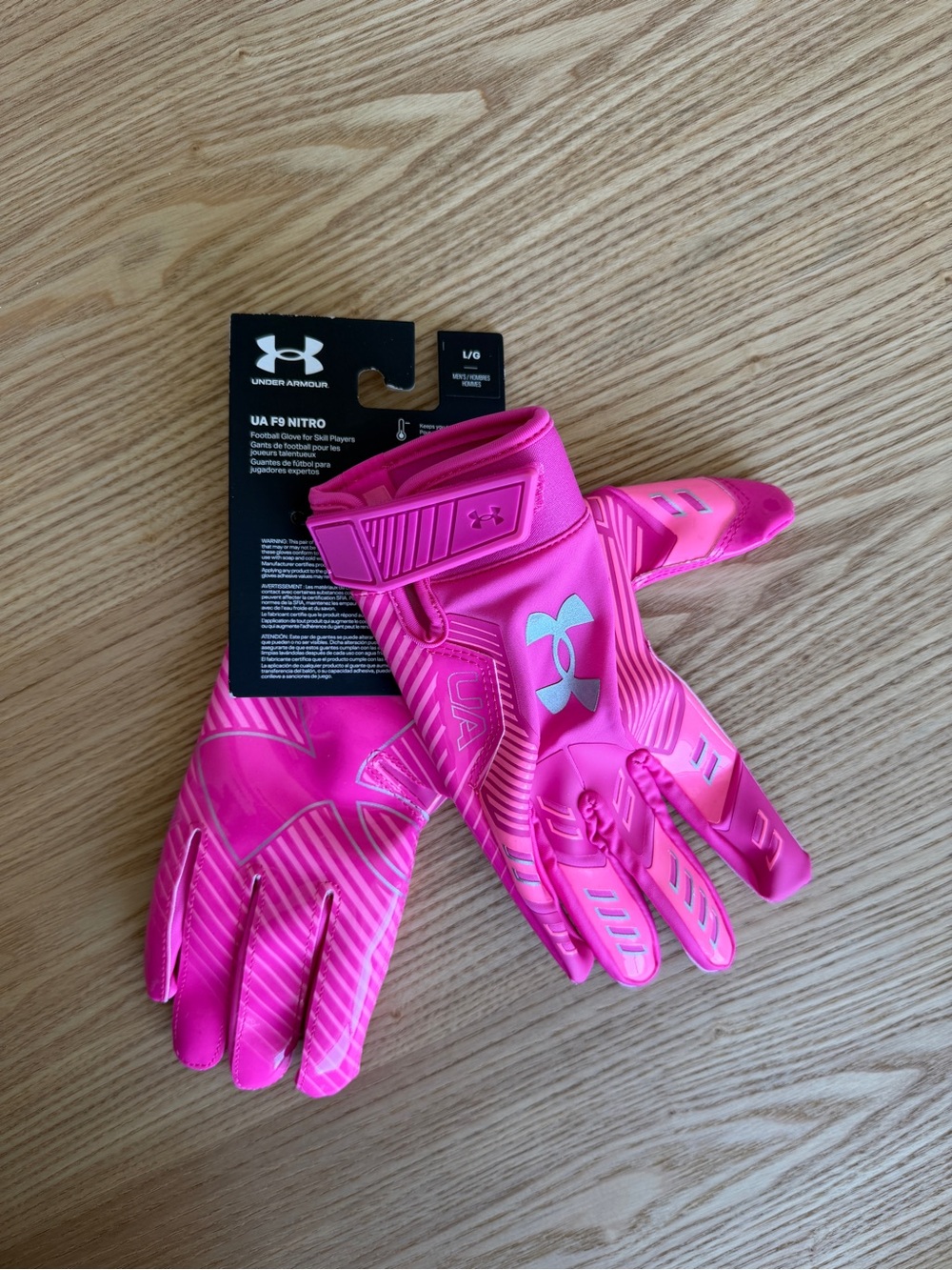 Under Armour Pink UA F9 Nitro Football Gloves